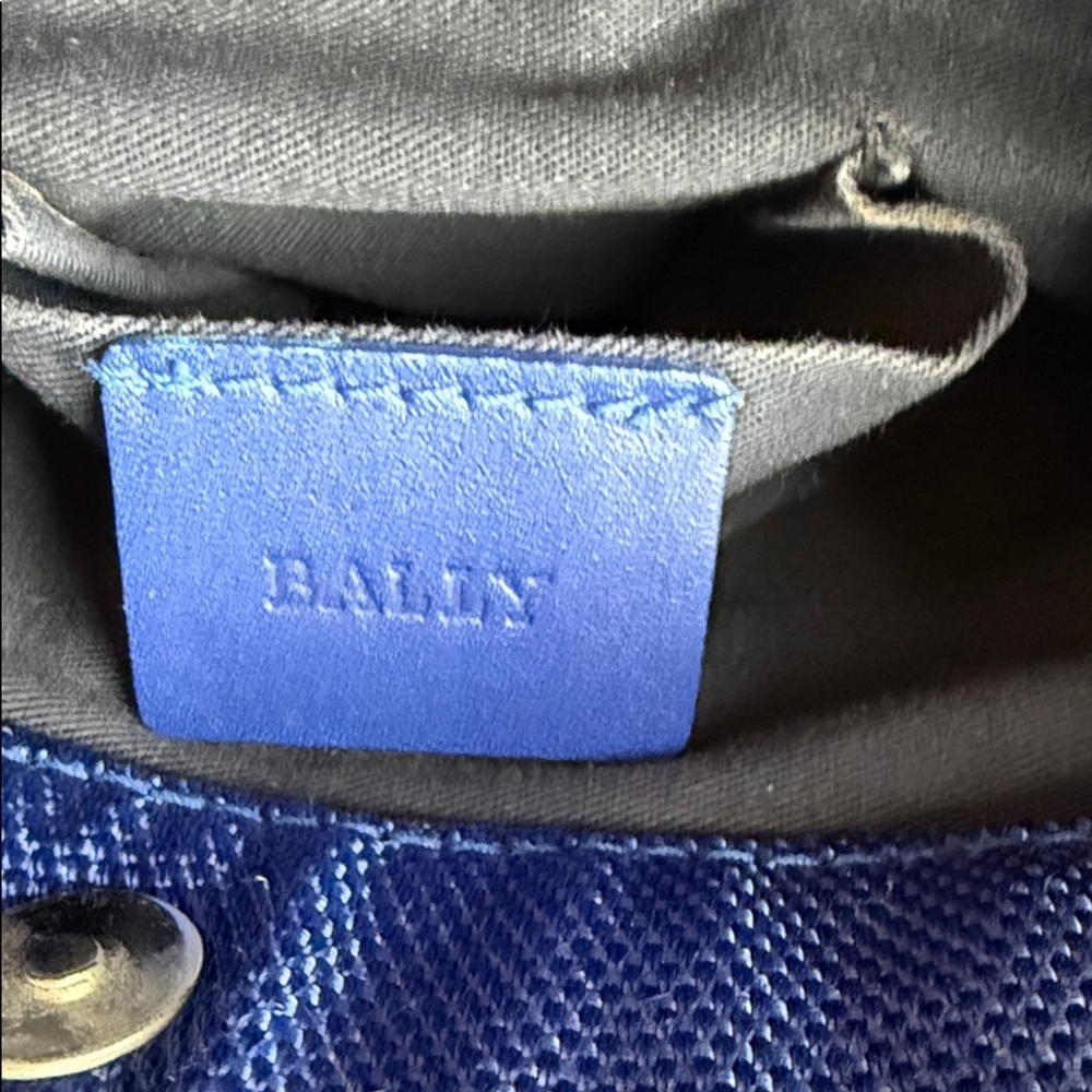 Bally Blue Nylon Canvas Leather Flat Crossbody Messenger Bag Blue White - Picture 4 of 9